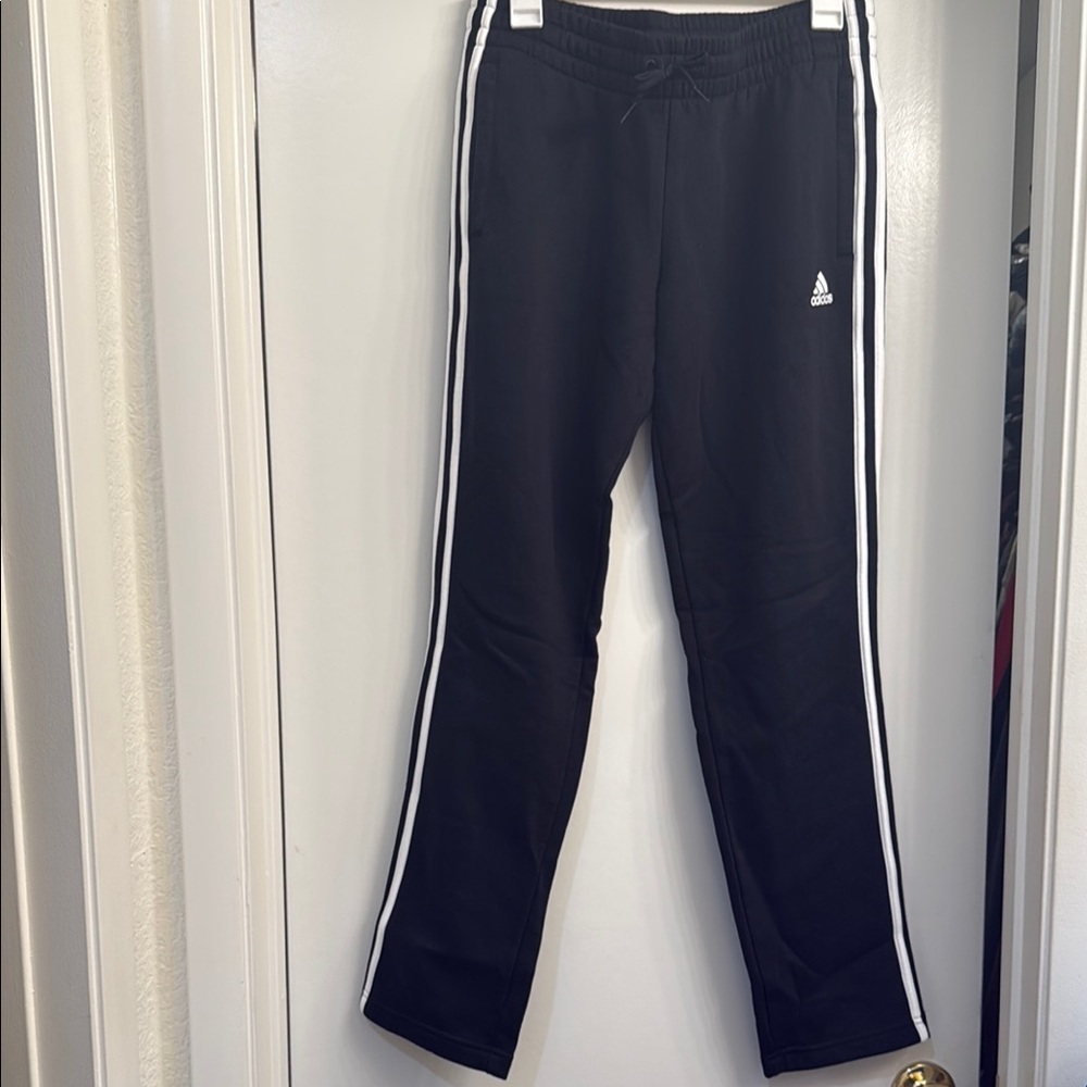 Adidas Black and White Sweatpants with Signature Stripes